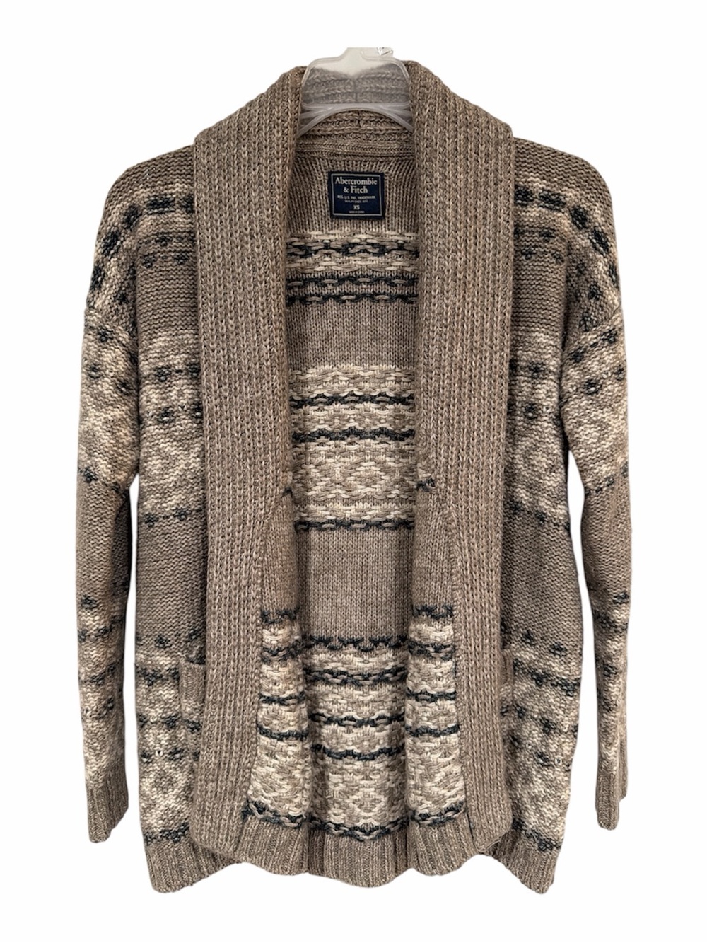 Abercrombie & Fitch Shawl Collar Chunky Knit Cardigan - Taupe